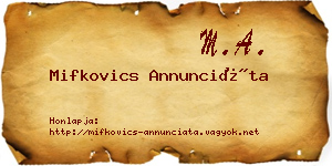 Mifkovics Annunciáta névjegykártya